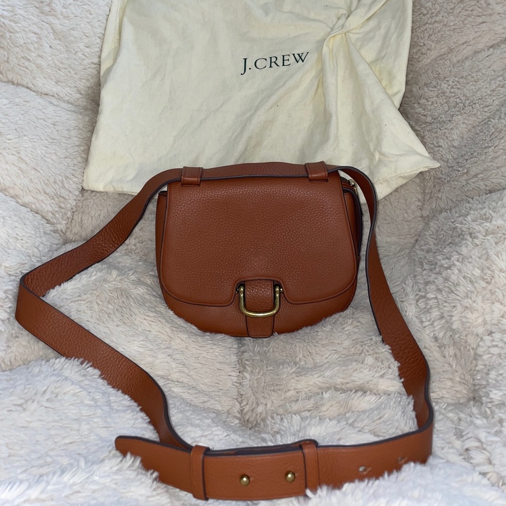 J.Crew Rider Saddle Brown Leather Cross Body Bag